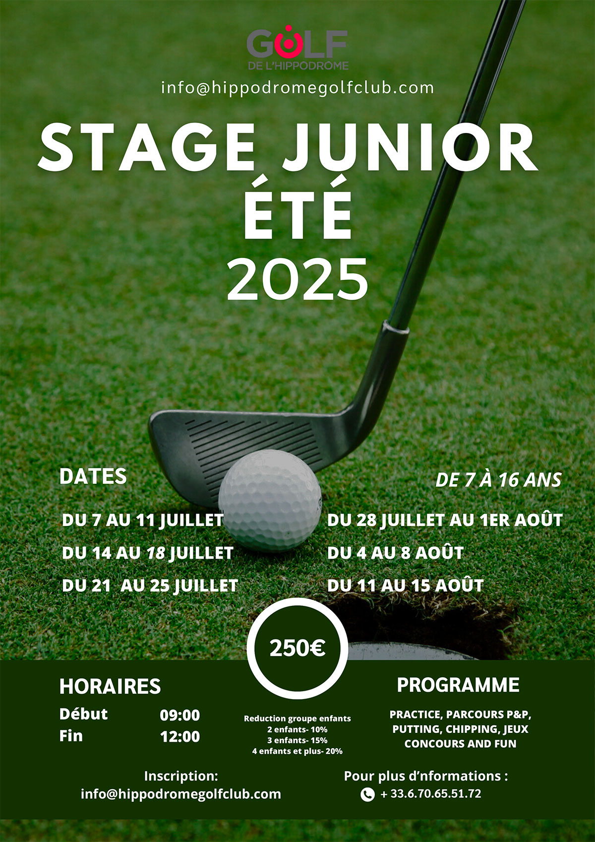 Stage de golf 2025